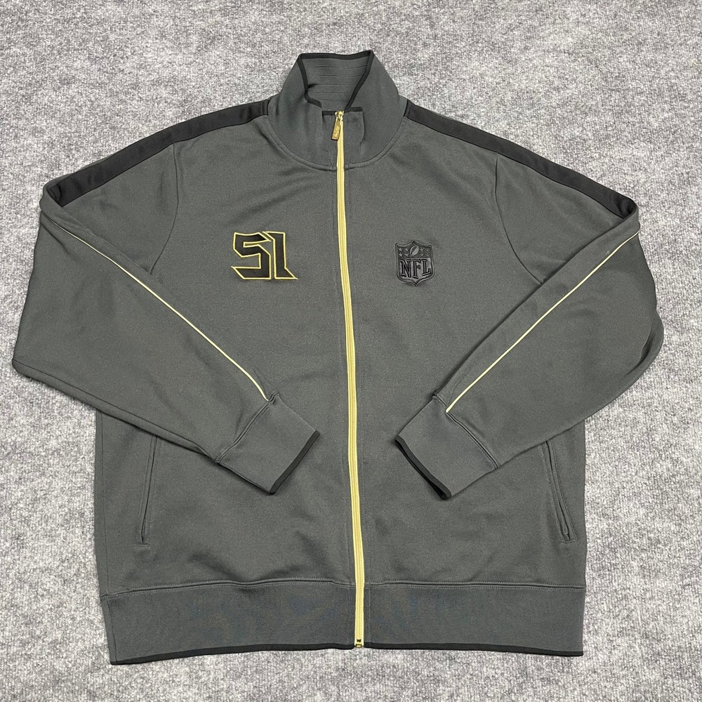 Nike NFL Track Jacket Men XXL 2XL Grey Gold Elite 51 Sideline Collection OnField